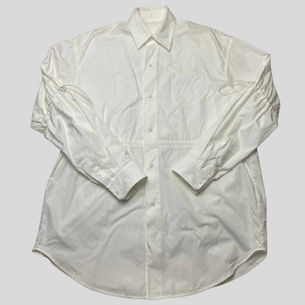 JNBY Oversized White Button-Up Shirt with Ruched Sleeve Size XS